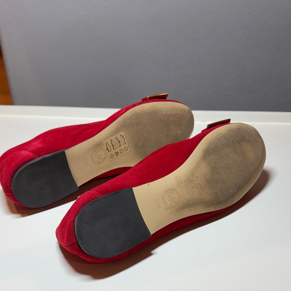 Michael Kors Red Suede Flats with Bow - Picture 4 of 5